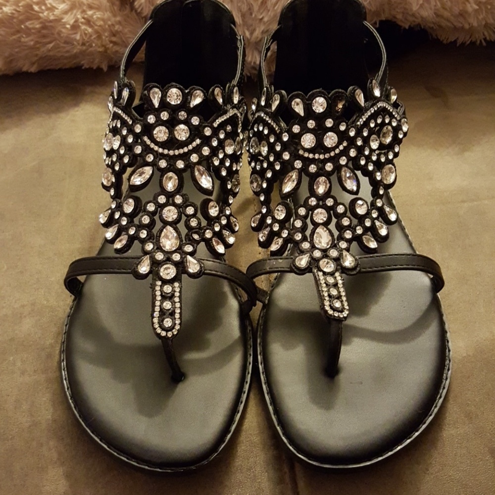 Torrid Gladiator Sandal Black Rhinestone Size 10